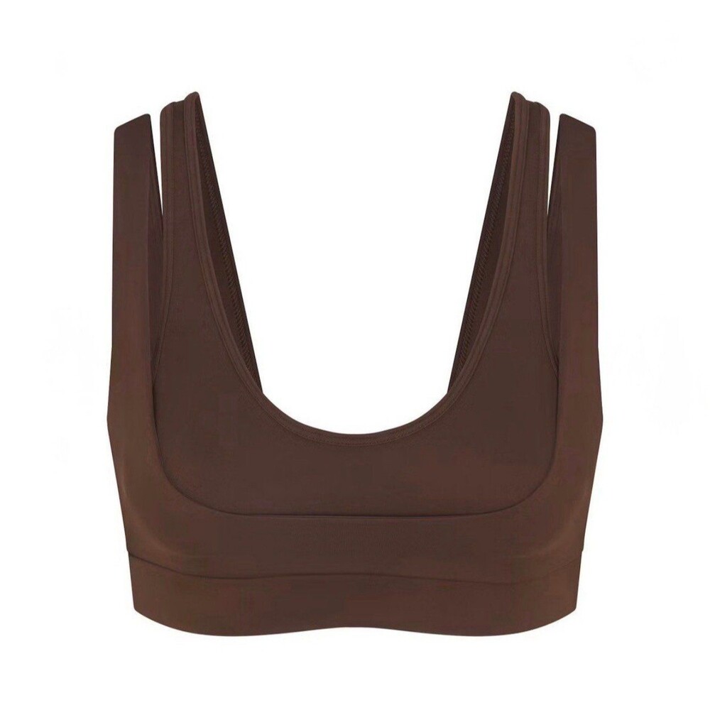 Skims Nike NikeSKIMS Matte Double Strap Scoop Bra Dark Sepia